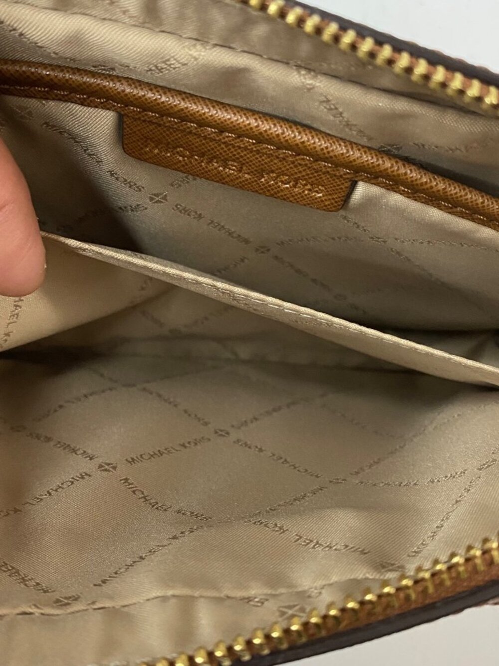 Michael Kors Crossbody Bag Brown Saffiano Leather Gold Chain Strap - Picture 12 of 12